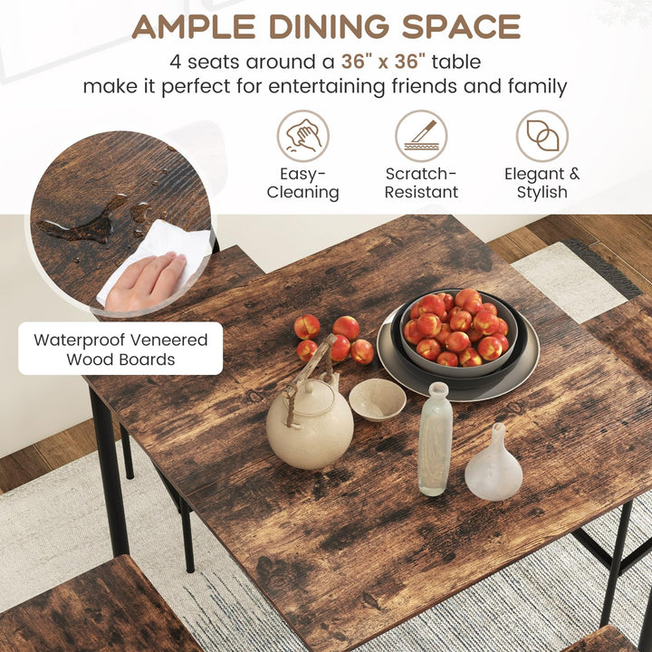 Giantex 5-Piece Dining Table Set W/Counter Height Table &amp; 4 Bar Stools