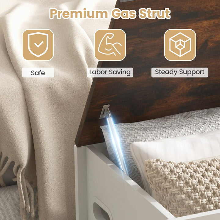 Giantex Flip-top Storage Chest, Lift Top Storage Bench w/Pneumatic Rod &amp; Safety Hinges