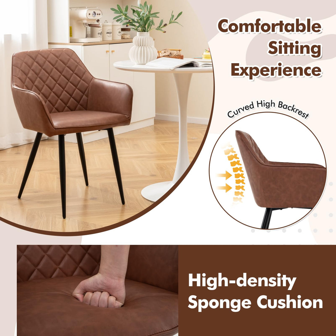 Giantex Mid Century Modern Dining Chairs Set of 2/4, Upholstered Accent Chairs w/Curved Backrest, Wide Seat &amp; Armrests