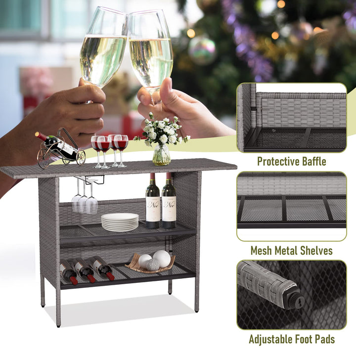 Giantex Outdoor Patio Wicker Bar Table