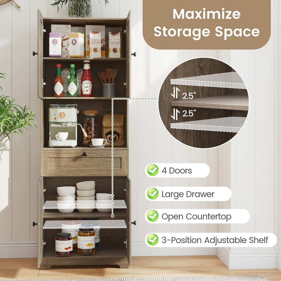 Giantex 67.5" Tall Floor Storage Cabinet w/4 Doors &amp; 1 Drawer