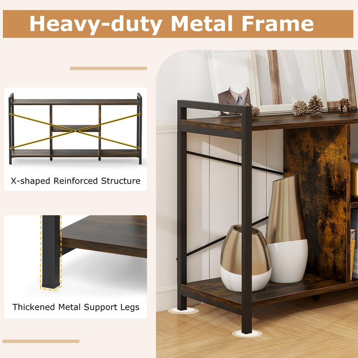 Giantex TV Stand for TVs up to 55", 3-Tier Entertainment Center with Open Storage Shelves, Side Guardrails &amp; Metal Frame