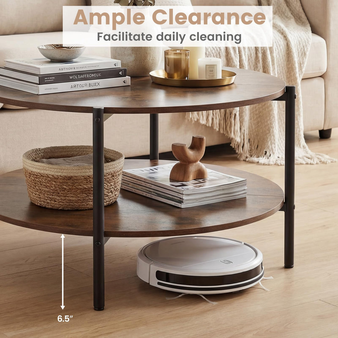 Giantex 33.5" Small Center Table with Open Storage Shelf and Heavy-Duty Metal Frame