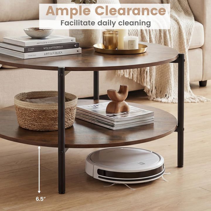 Giantex 33.5" Small Center Table with Open Storage Shelf and Heavy-Duty Metal Frame