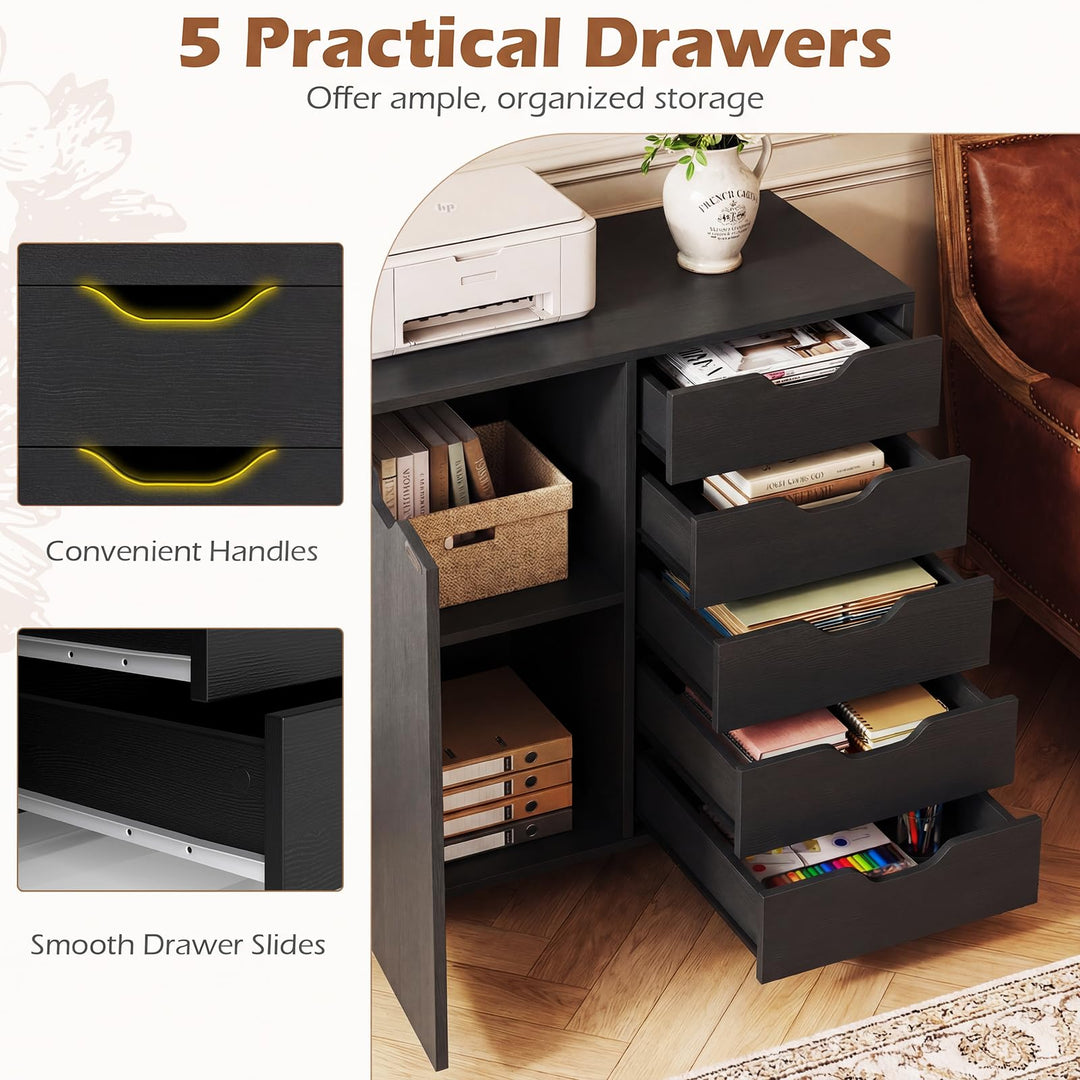 Giantex 5-Drawer File Cabinet with Door (31" W x 16" D x 25.5")