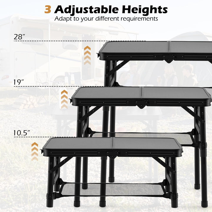 Giantex 2 FT Folding Camping Table Max 28" with 3 Adjustable Heights