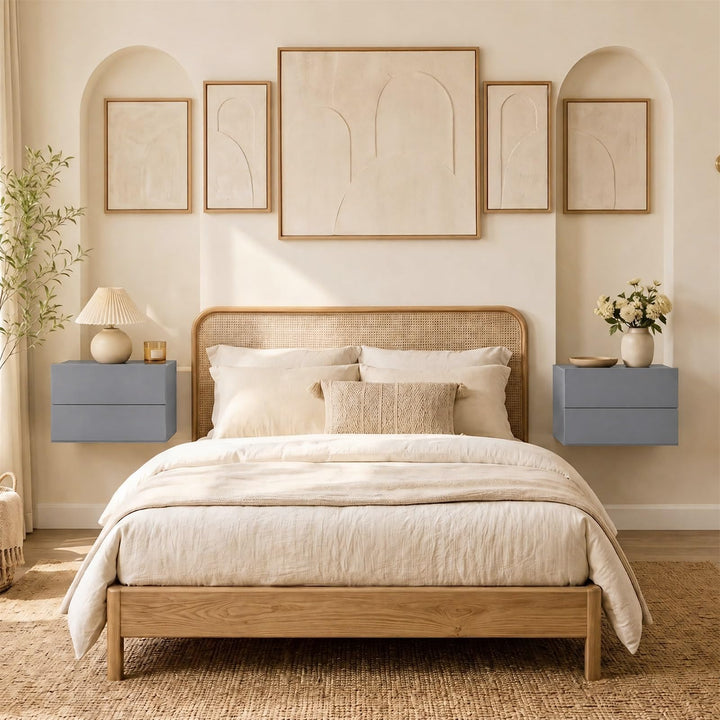 Giantex Floating Nightstand | Wall-Mounted Bedside Table with 2 Drawers (1/2)