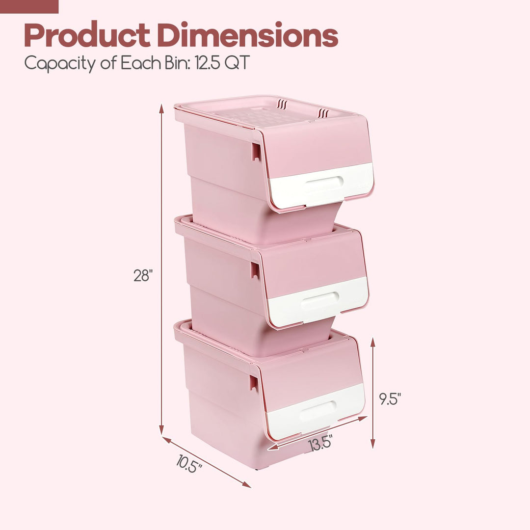 Giantex Plastic Stackable Storage Bins with Lids &amp; Wheels
