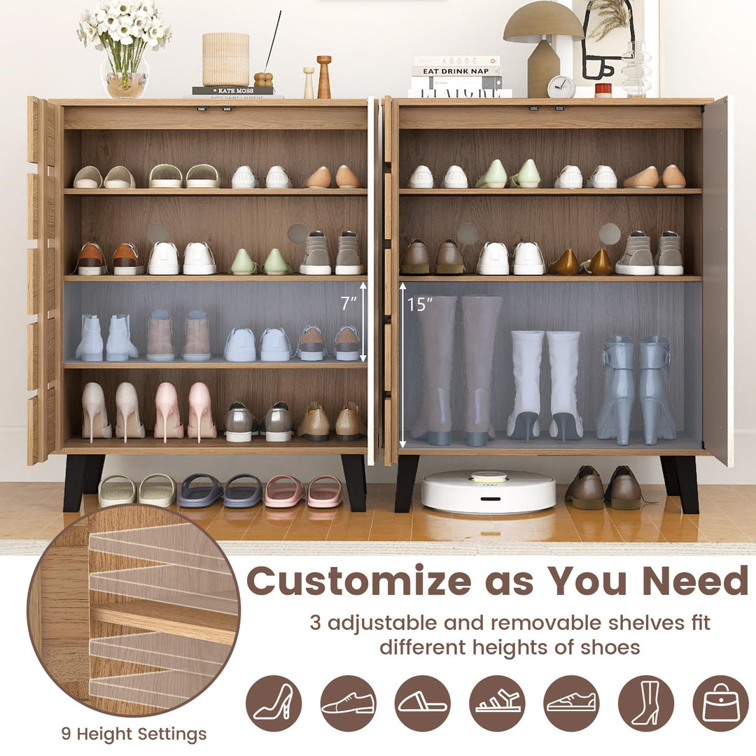 Giantex 4-Tier Farmhouse Shoe Organizer with Louvered Door