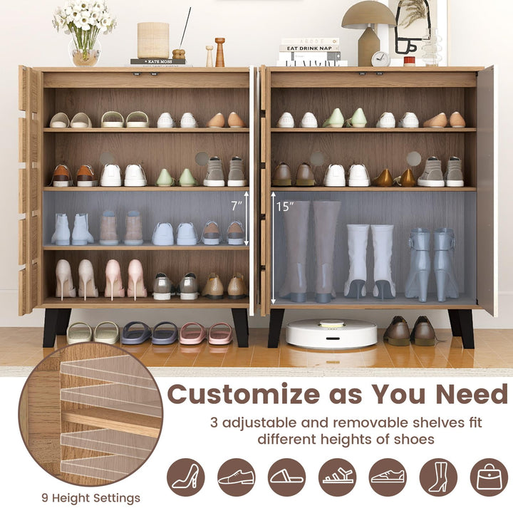 Giantex 4-Tier Farmhouse Shoe Organizer with Louvered Door