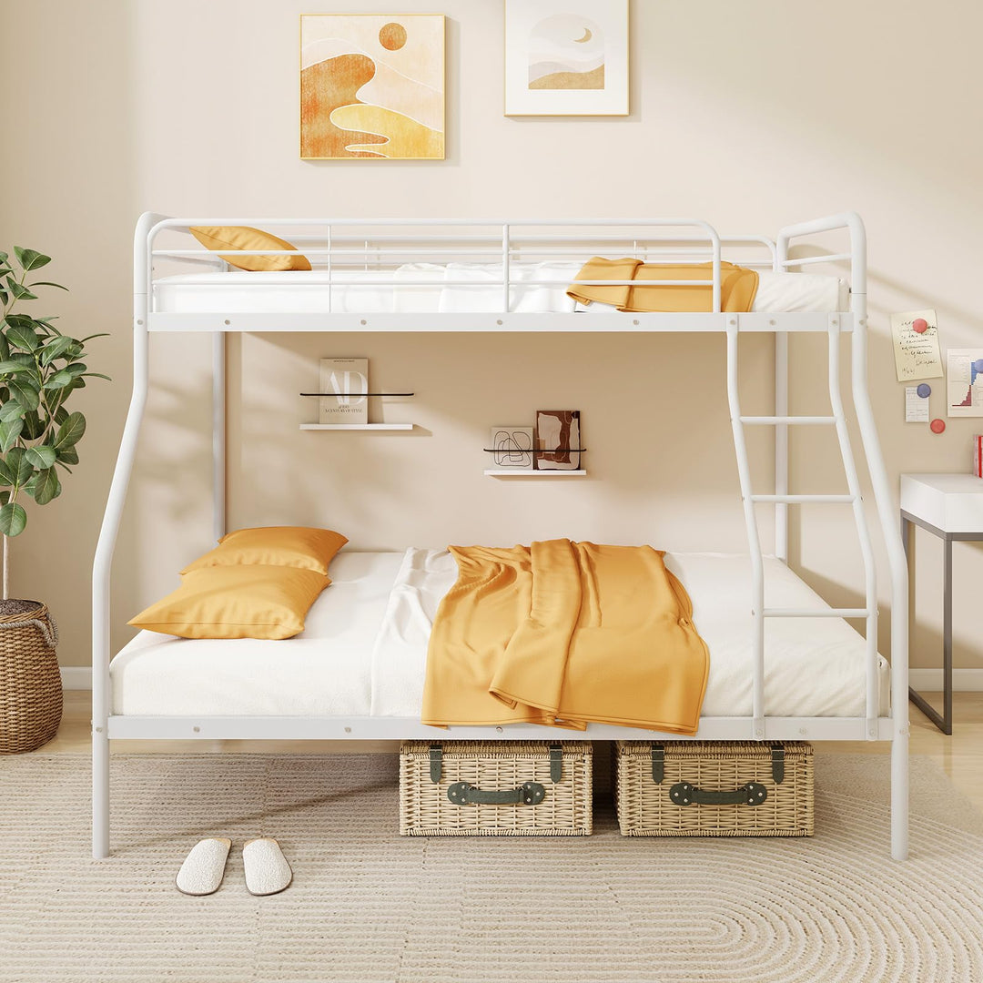 Giantex Metal Bunk Beds Twin Over Full Size, Heavy Duty Bunk Bed for Teens Adults with Ladder &amp; Guardrails