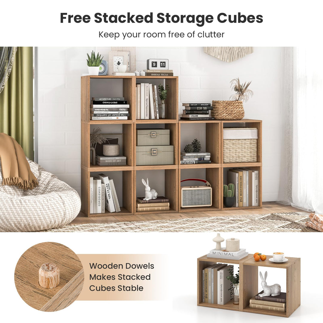 Giantex 2/4 Cube Bookshelf Organizer, 2-Tier Stackable Cube Storage Organizer