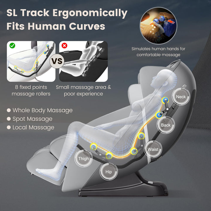 Giantex Comfort Full Body Massage Chair with SL Track Airbags Heating-Gray