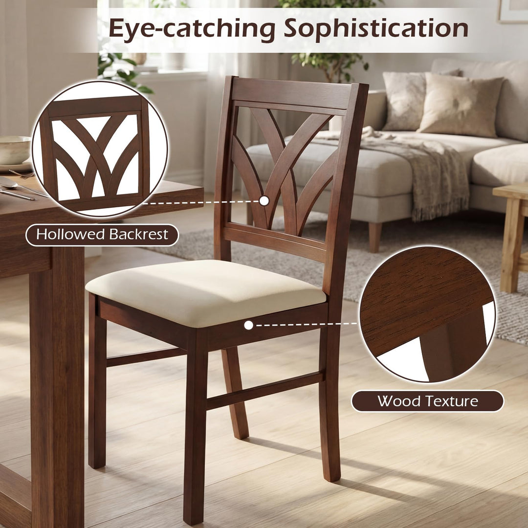 Giantex Wooden Dining Chairs Set of 2/4 Farmhouse Upholstered Kitchen Chairs