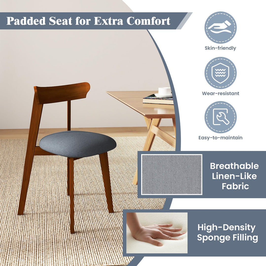 Giantex Wooden Dining Chairs Set, Mid-Century Kitchen Chairs w/Padded Seat &amp; Curved Backrest