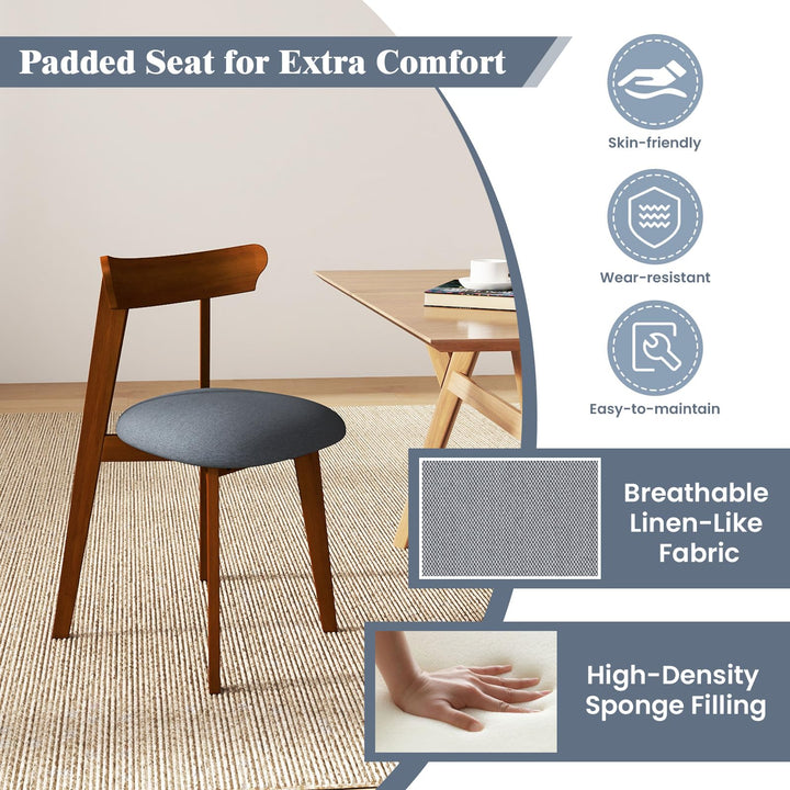 Giantex Wooden Dining Chairs Set, Mid-Century Kitchen Chairs w/Padded Seat &amp; Curved Backrest