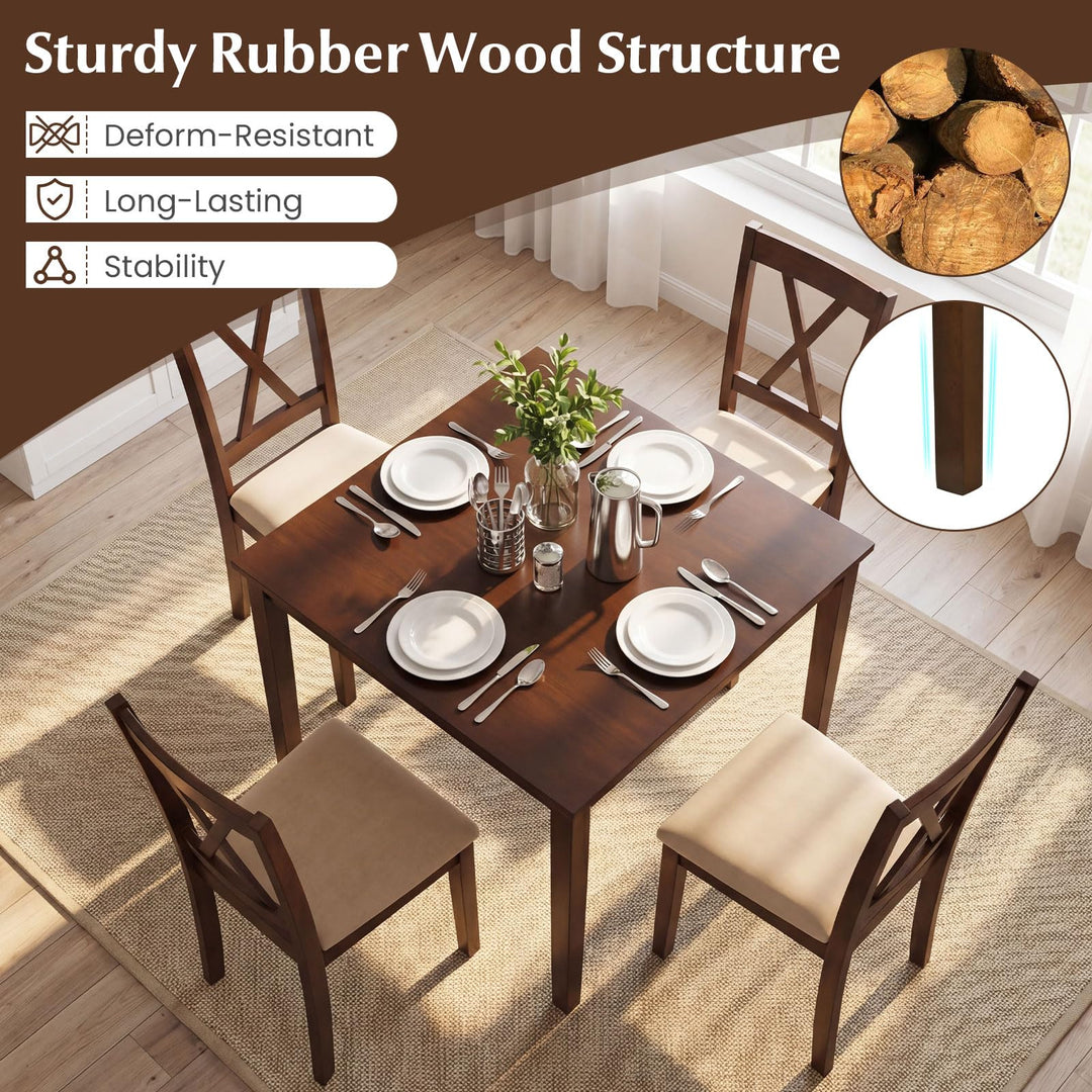 Giantex 35.5" Square Kitchen Table with Solid Rubber Wood Legs  for 4