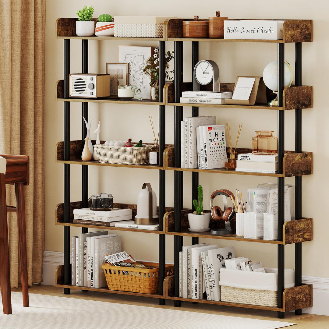 Giantex 5-Tier Bookshelf with Anti-Tipping Kit &amp; Open Storage Organizer for Living Room Bedroom