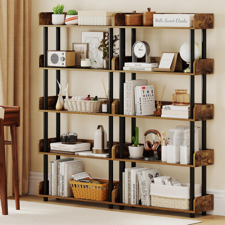 Giantex 5-Tier Bookshelf with Anti-Tipping Kit &amp; Open Storage Organizer for Living Room Bedroom