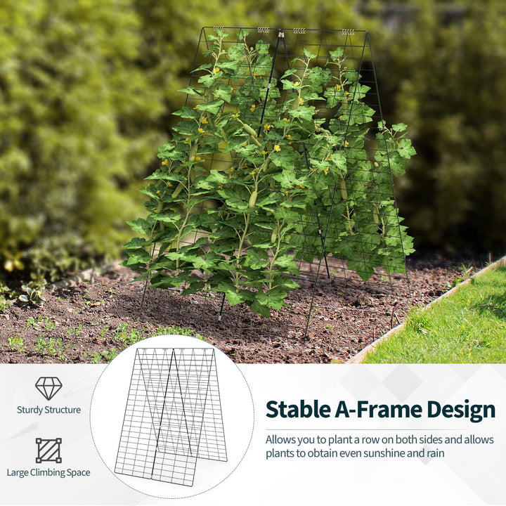 Giantex 4 Panels Cucumber Trellis A-Frame Garden Trellis for Plant Climbing