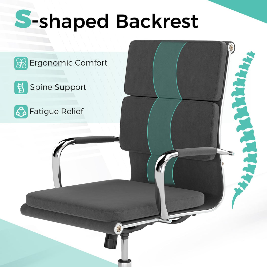Giantex Ergonomic Office Chair Mid Back Fabric Desk Chair with Armrest