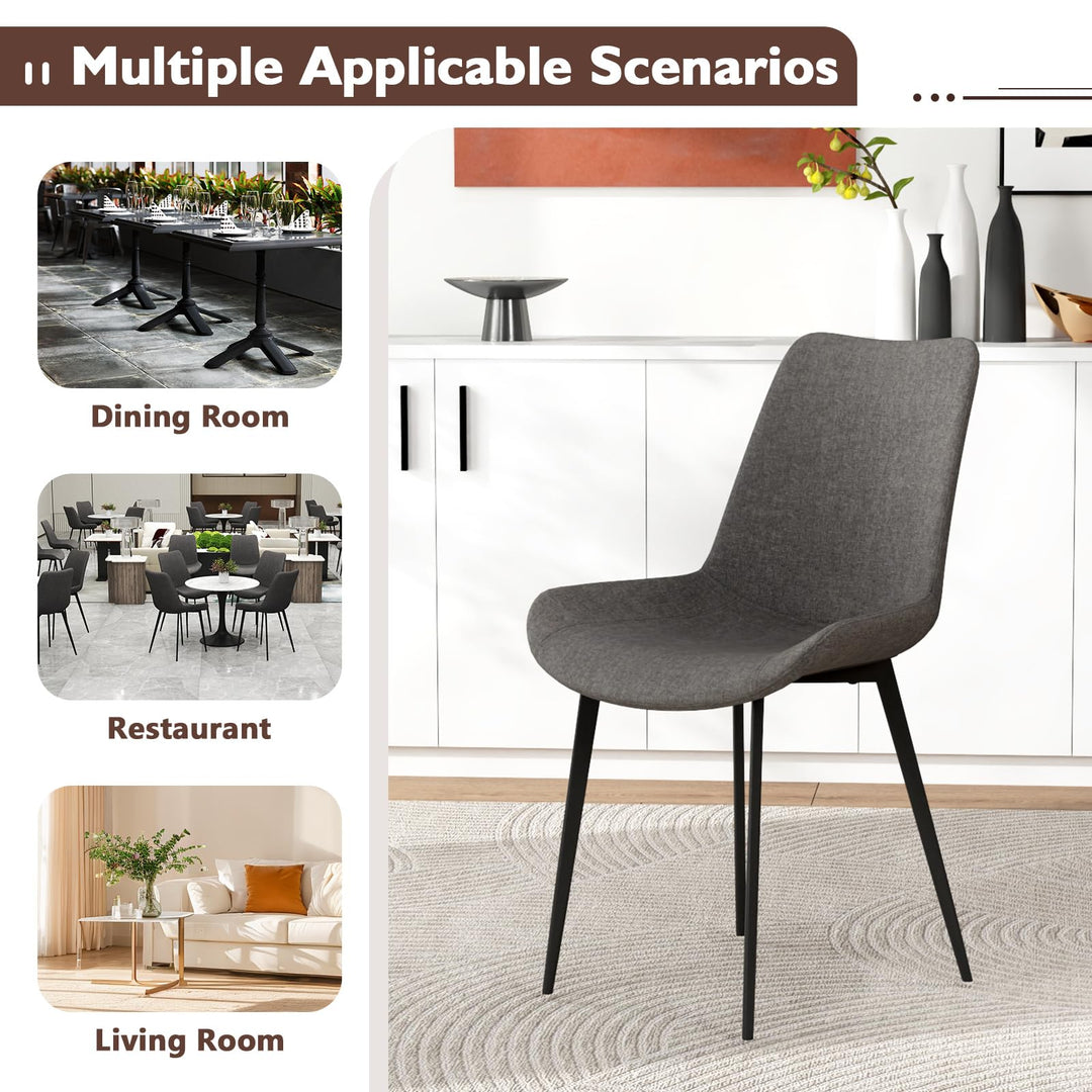 Giantex Dining Chair Set of 4 Upholstered Kitchen Side Chairs w/Metal Legs Padded Seats &amp; Backs
