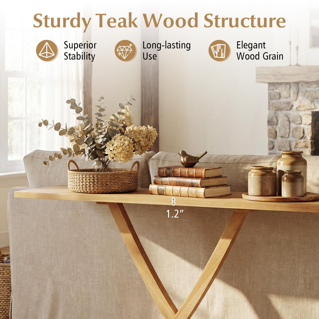 Giantex 57" Solid Wood Console Table Narrow Long Entryway Table