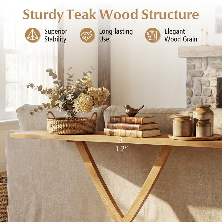 Giantex 57" Solid Wood Console Table Narrow Long Entryway Table