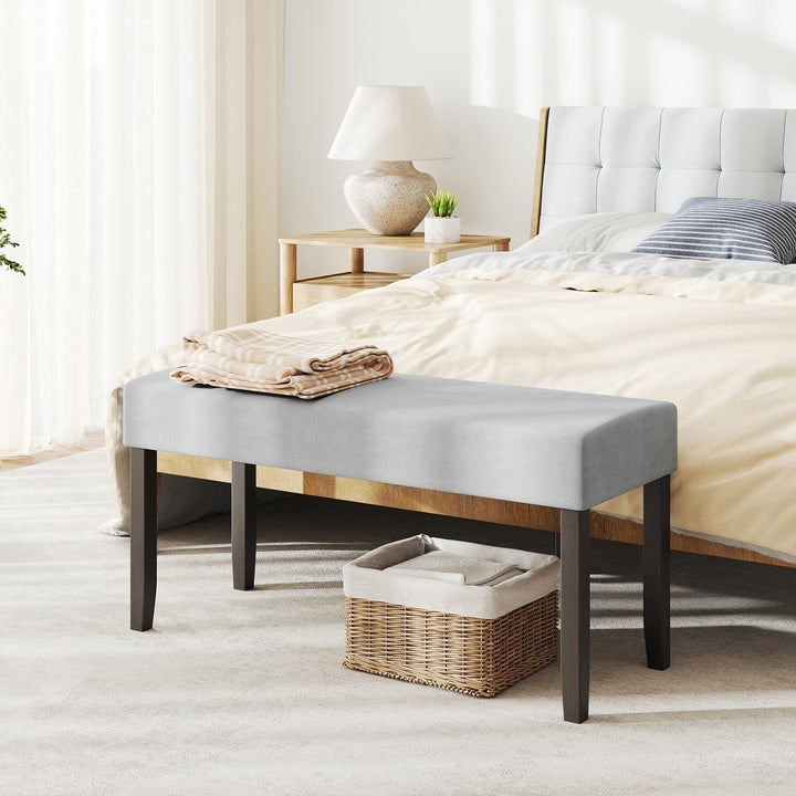 Giantex 40.5" Upholstered Entryway Bench with Padded Seat &amp; Solid Rubber Wood Legs Load 400Lbs