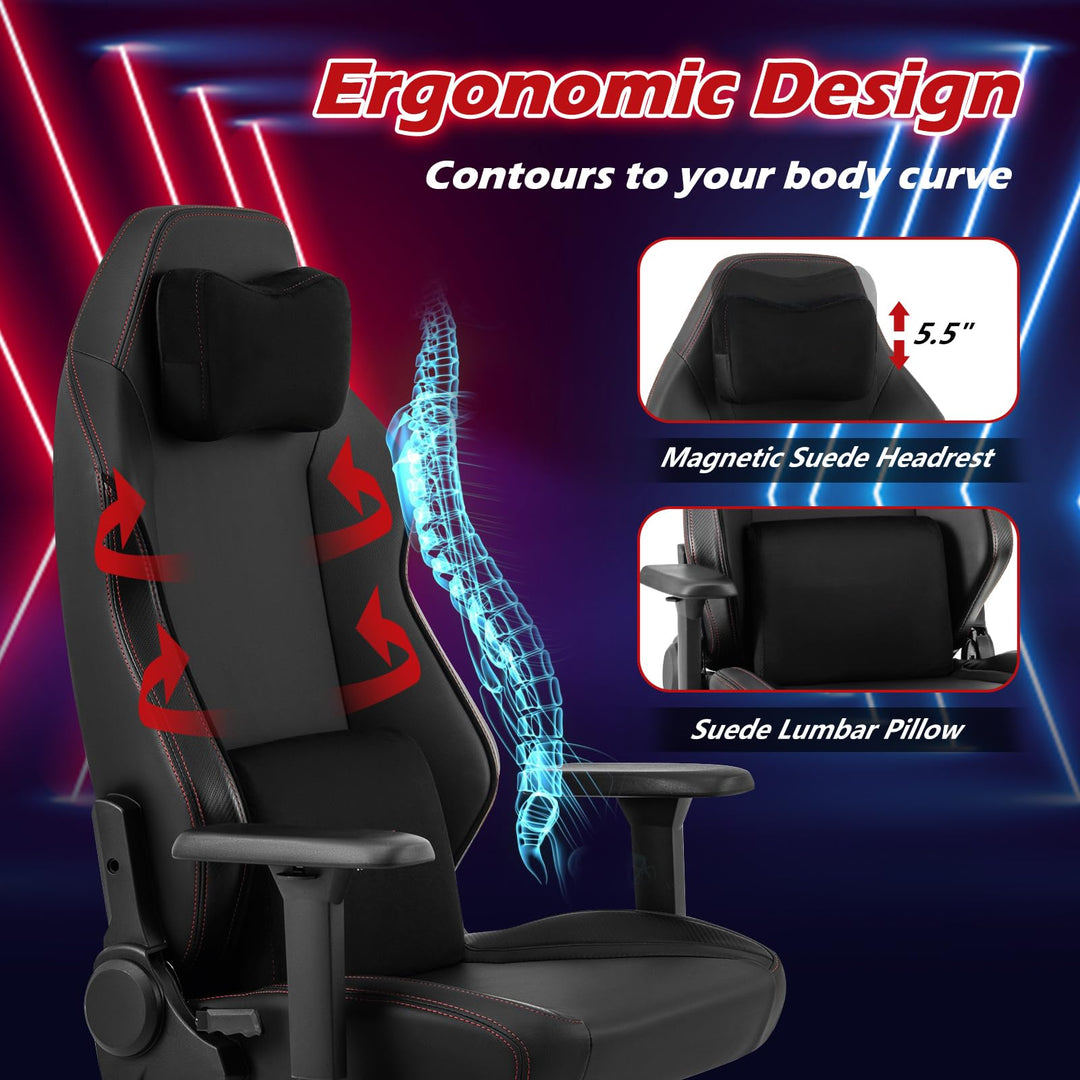 Giantex Gaming Chair Video Game Chair with Magnetic Headrest &amp; Lumbar Support