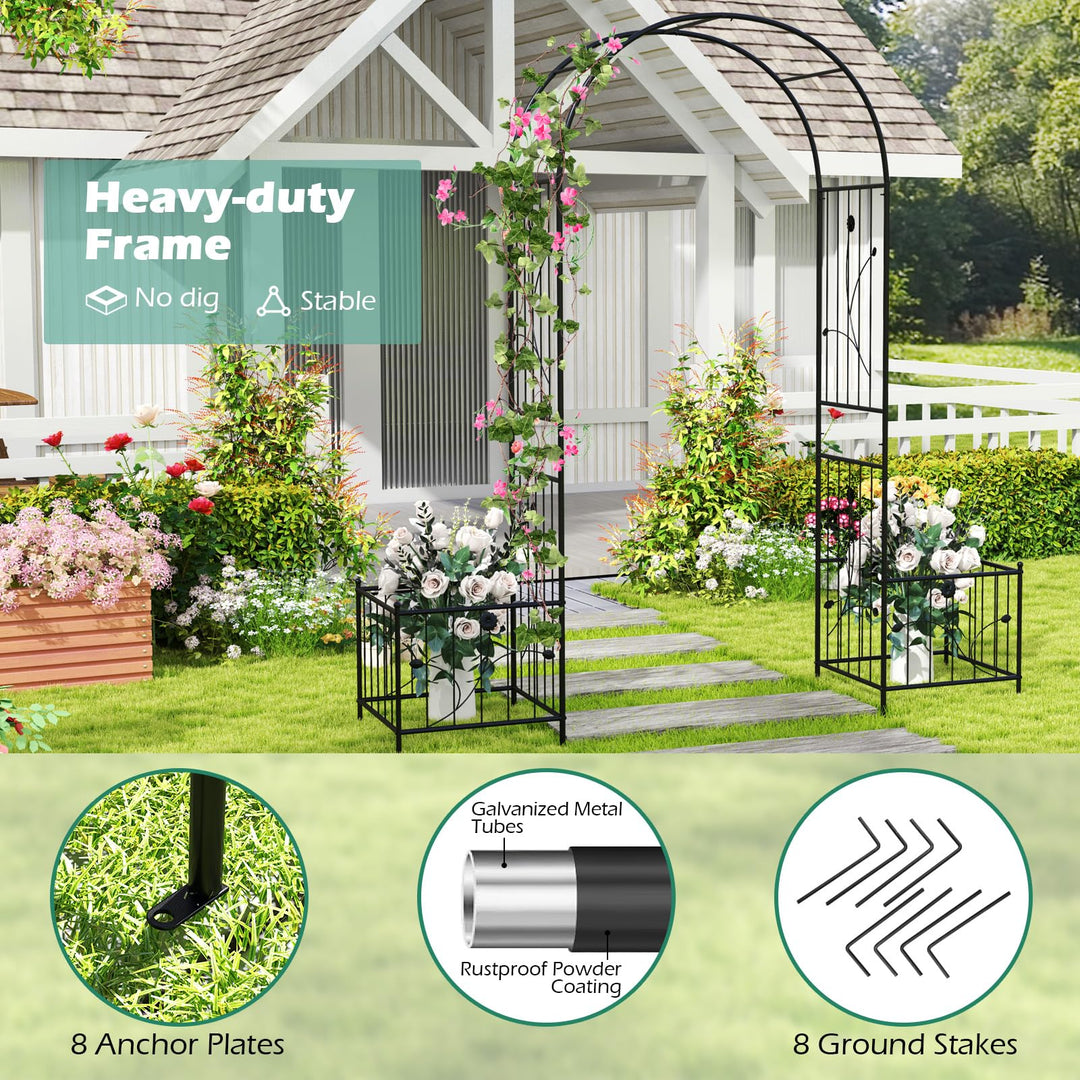 Giantex Garden Arch Trellis with Planters, 86&