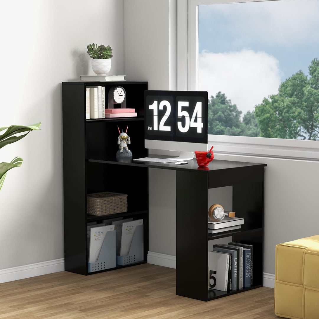 Giantex 48 Inch Computer Desk with Bookshelf, 3-in-1 Home Office Desk with 4-Tier Bookcase &amp; CPU Stand