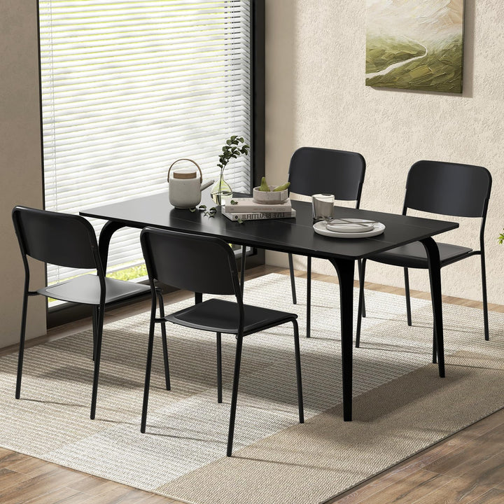 Giantex Metal Dining Chairs Set of 4, Stackable Lightweight Kitchen Chairs w/Tilted Backrest &amp; Sturdy Metal Legs