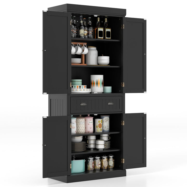 Giantex Pantry Organizers and Storage, 72" Tall Kitchen Cabinet with 2-Door Cabinets &amp; Drawer, Buffet Sideboard