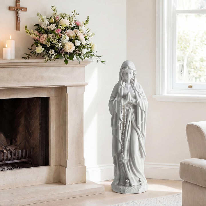 Giantex Virgin Mary Praying Statue 29.5" | Blessed Mother Outdoor Religious Statue with Rosary Beads