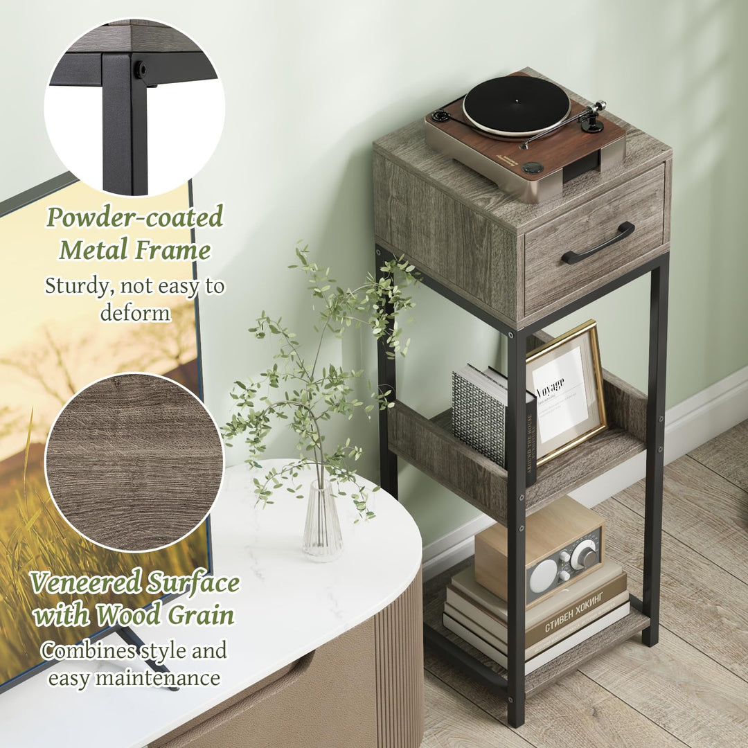 Giantex 3 Tier Tall Plant Stand Indoor, 36 Inch Corner Plant Holder with Drawer &amp; Metal Frame