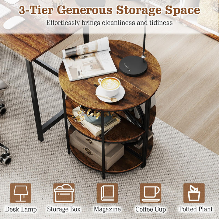 Giantex Half Round End Table 3-Tier Narrow Side Table(1/2)