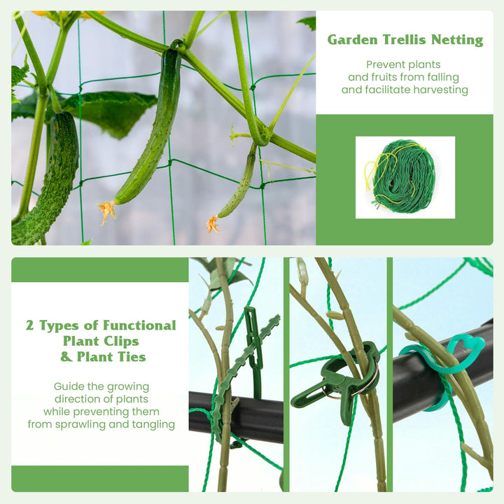Giantex Set of 2 Raised Garden Bed w/Trellis &amp; Plant Cage, Planter Box w/ 71” Cucumber Trellis