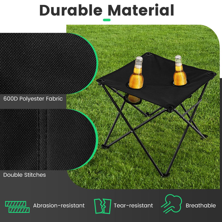 Giantex Camping Chair and Table Set - 3 Pack Folding Beach Chair with Side Table, 2 Cup Holders, Storage Pockets