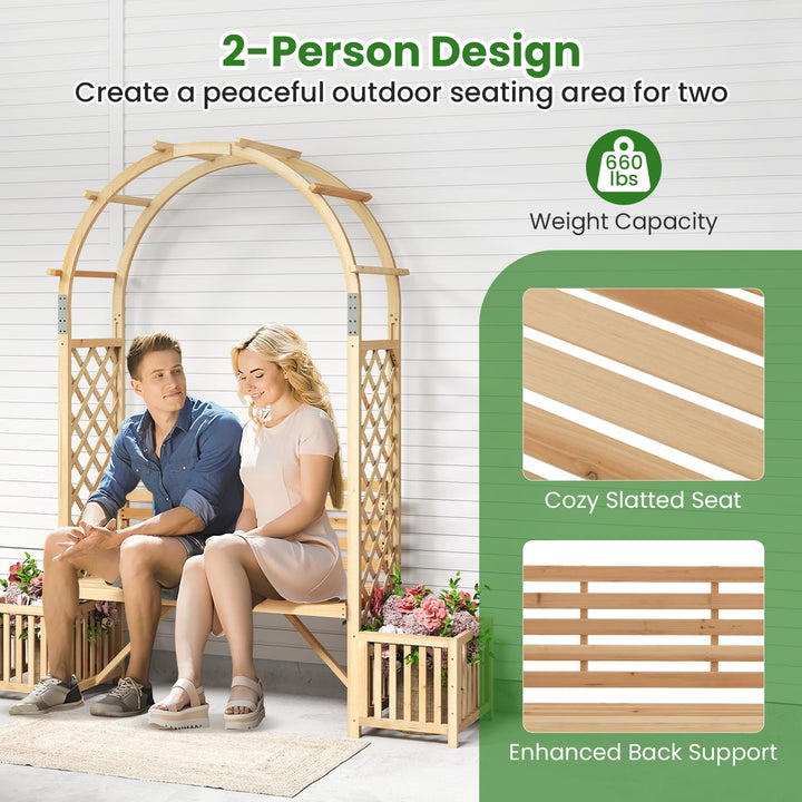 Giantex Outdoor Bench with Garden Arch &amp; Planters