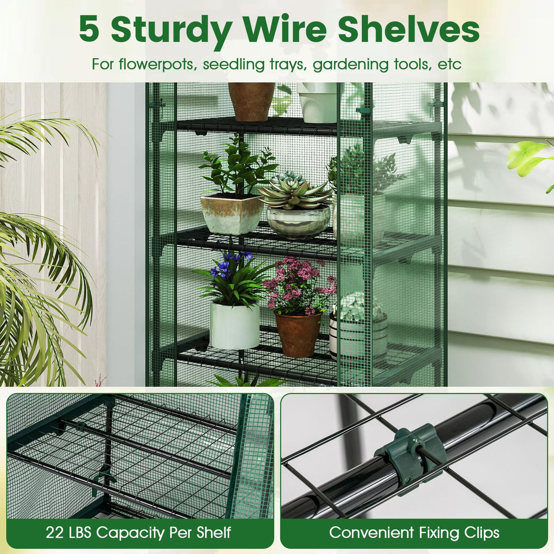 Giantex Mini Greenhouse Portable Plant Grow House with 5 Tier Shelves