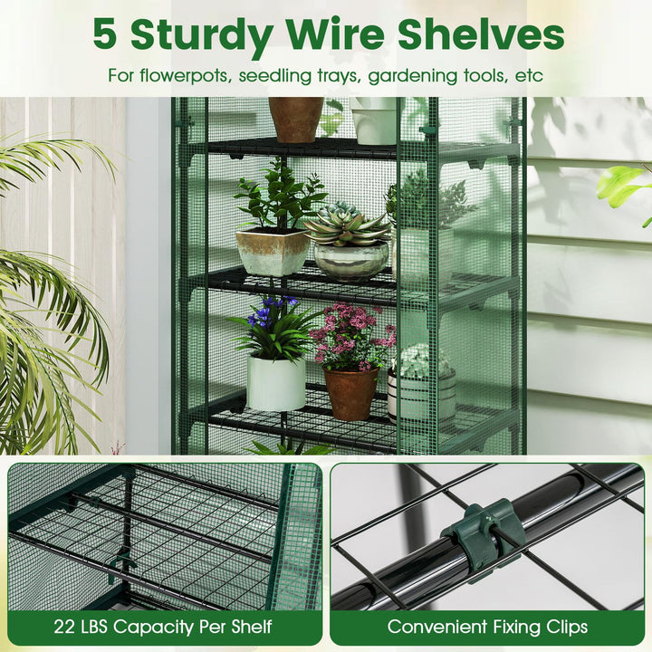 Giantex Mini Greenhouse Portable Plant Grow House with 5 Tier Shelves