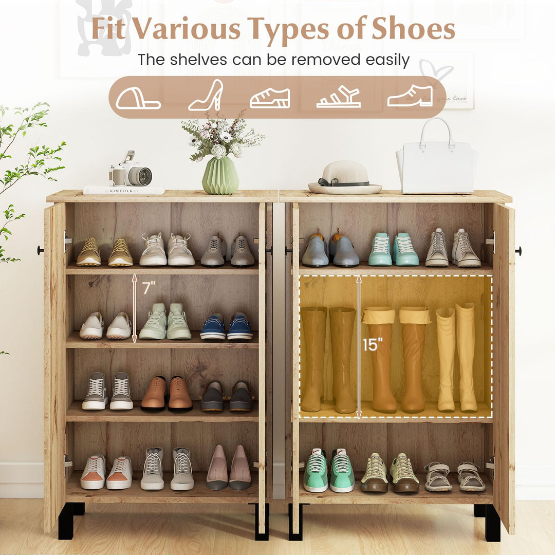 Giantex Shoe Cabinet with Doors 4-Tier Narrow Shoe Rack Cabinet