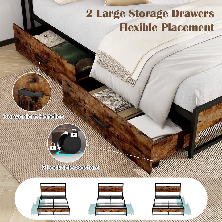 Giantex Queen/Full Size Bed Frame with 2-Tier Storage Headboard
