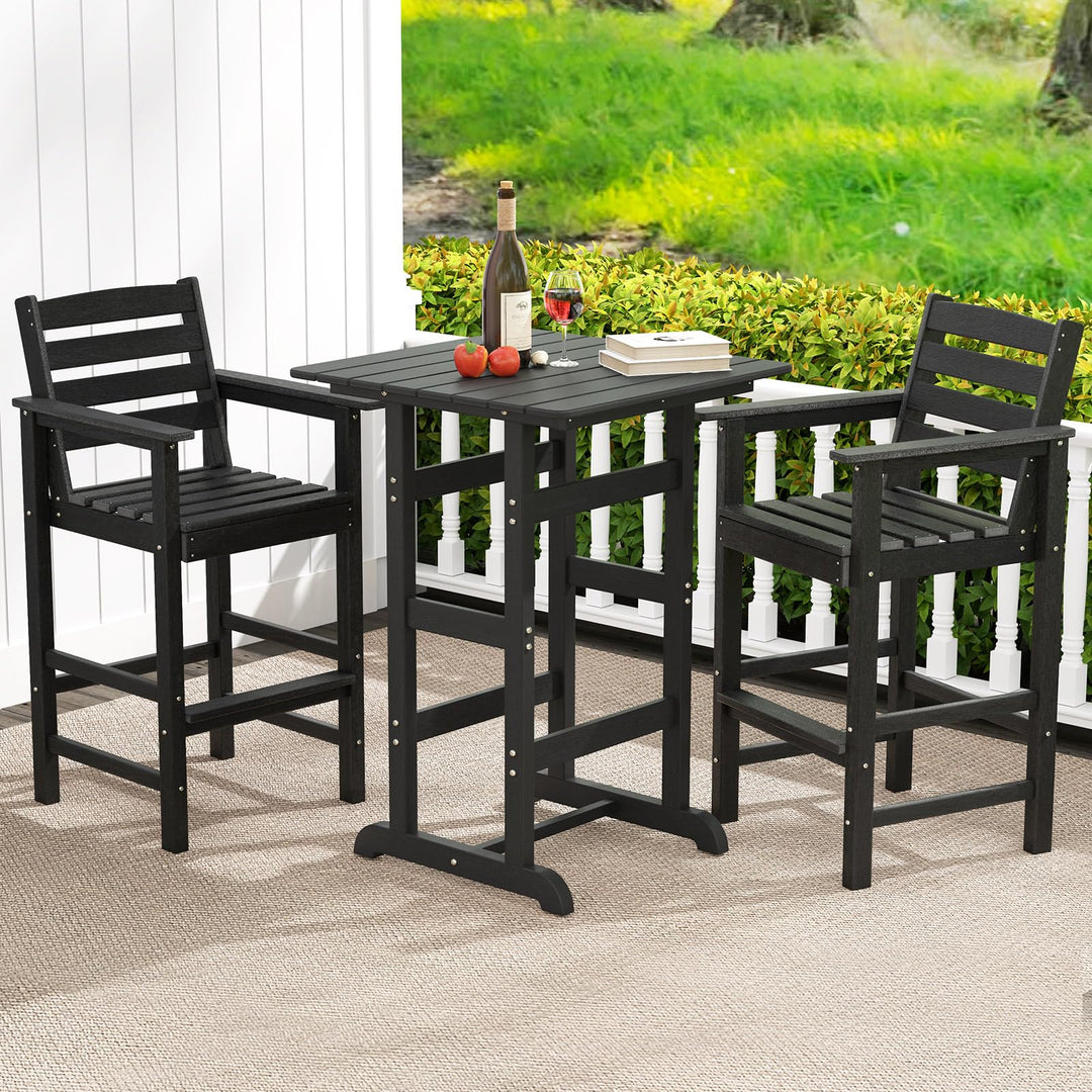 Giantex 29” Bar Stools Set of 2/4, HDPE Barstools w/Back, Armrests &amp; Footrests, Max Load 330Lbs