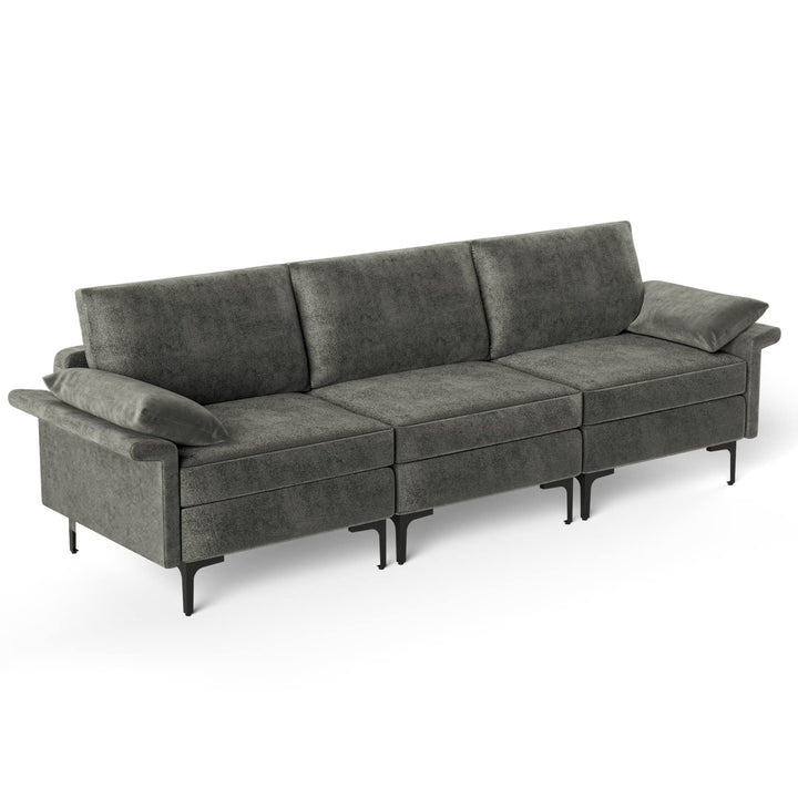 Giantex 3-Seat Sectional Sofa Couch, 100.5" L Convertible Sleeper with USB Port &amp; Outlet
