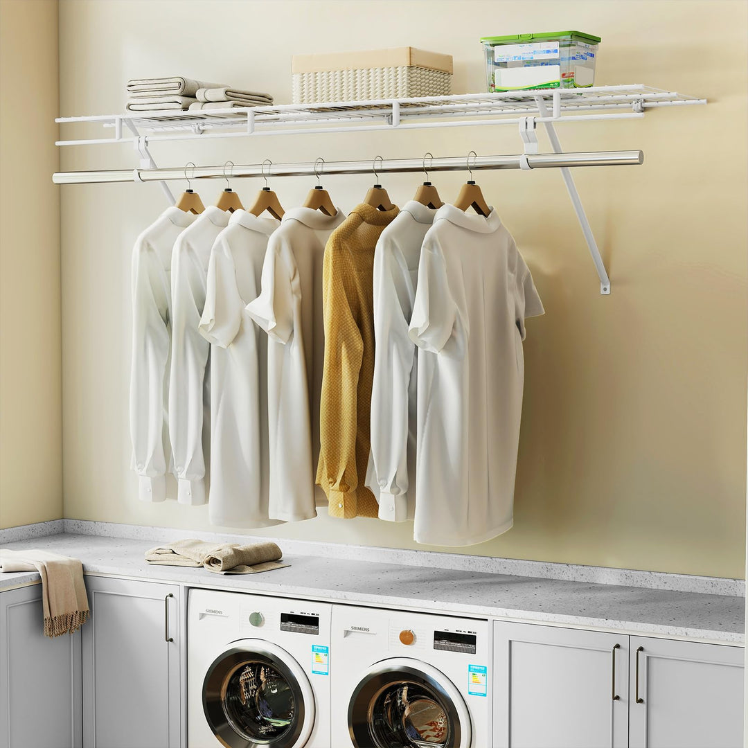 Giantex 4 ft x 12” Metal Wire Storage Shelf &amp; Clothes Rod Organizer