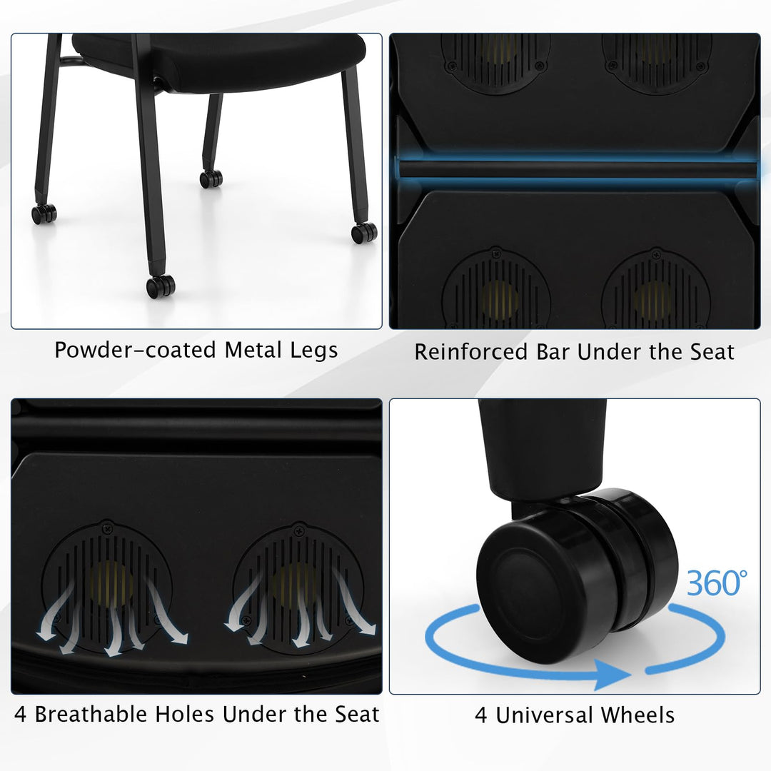 Giantex Waiting Room Chair Set, Rolling Office Desk Chairs with PU Wheels (2 / 4 / 6 / 8 / 10 / 12 Pack Options)