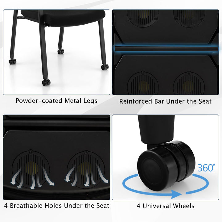 Giantex Waiting Room Chair Set, Rolling Office Desk Chairs with PU Wheels (2 / 4 / 6 / 8 / 10 / 12 Pack Options)