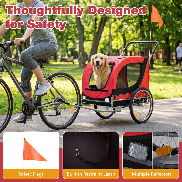 Giantex 2-in-1 Dog Bike Trailer &amp; Pet Stroller for Large Dogs PVC Rain Cover 176 lbs Capacity
